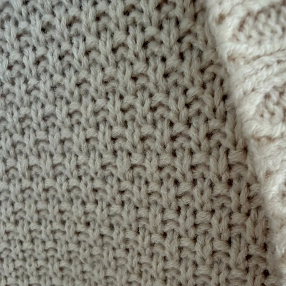 BKE Patchwork Knit Cardigan in Cream and Brown - Picture 6 of 7